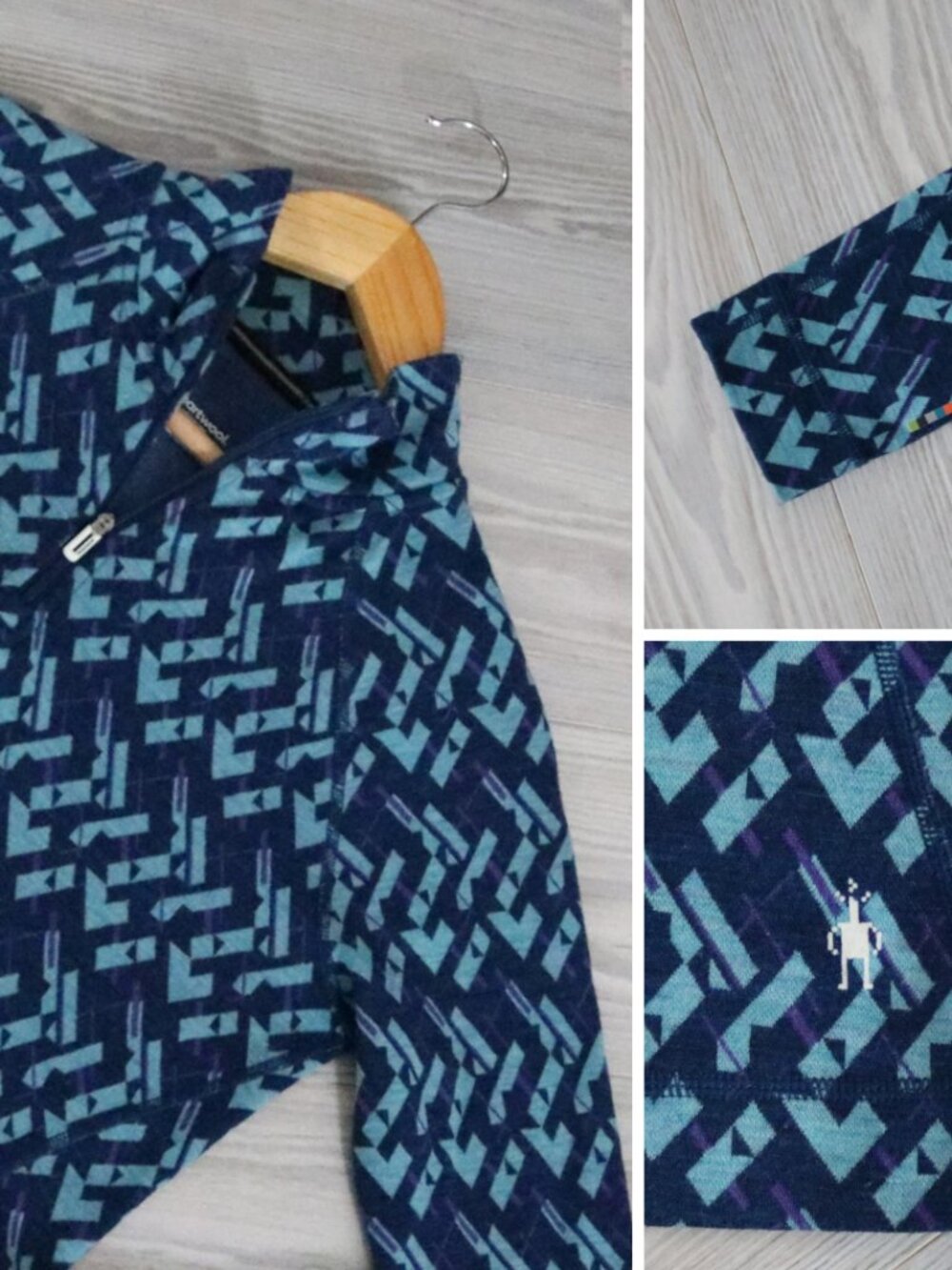 Smartwool Womens Merino 250 Base Layer Alpine Modern Plaid 1/4 Zip Pullover Sz M